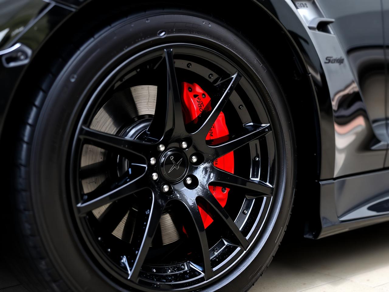 Detailed wheel with tire shine